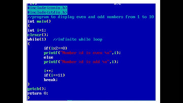 Display Even and Odd Numbers using infinite while loop