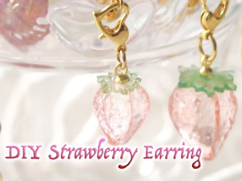 レジンアクセサリー いちごイヤリングの作り方 DIY UV Resin Strawberry Jewelry