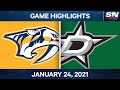 NHL Game Highlights | Predators vs. Stars - Jan. 24, 2021