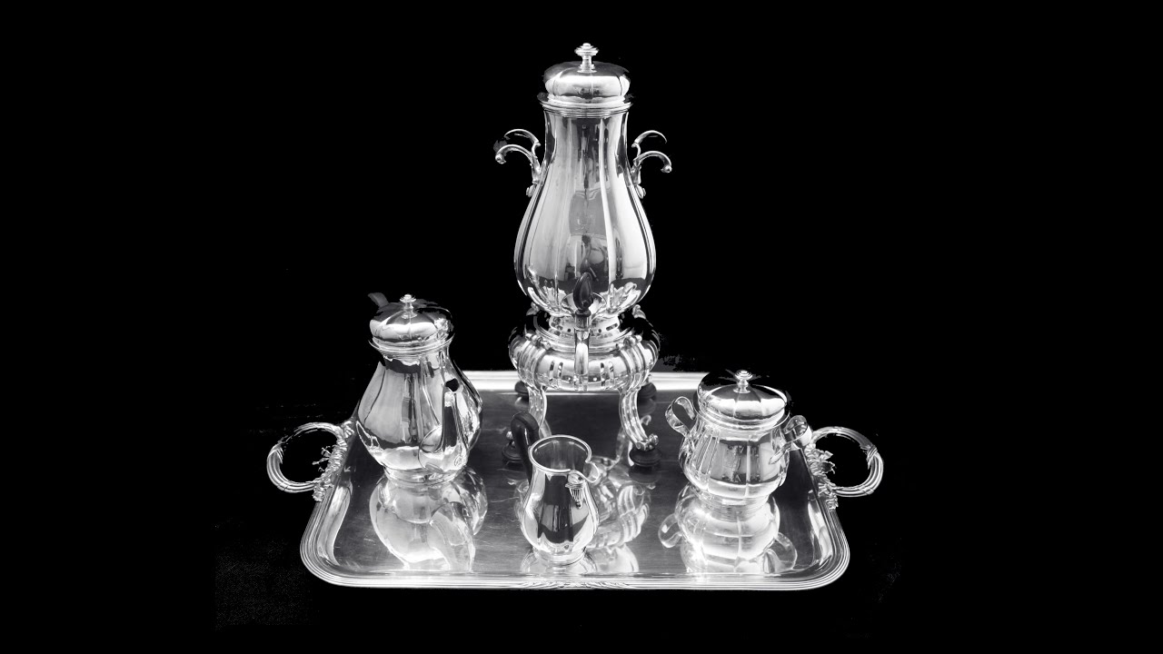 Cardeilhac: Magnificent 5pc. French  Sterling Silver Tea Set with Puiforcat Sterling  Serving Tray !