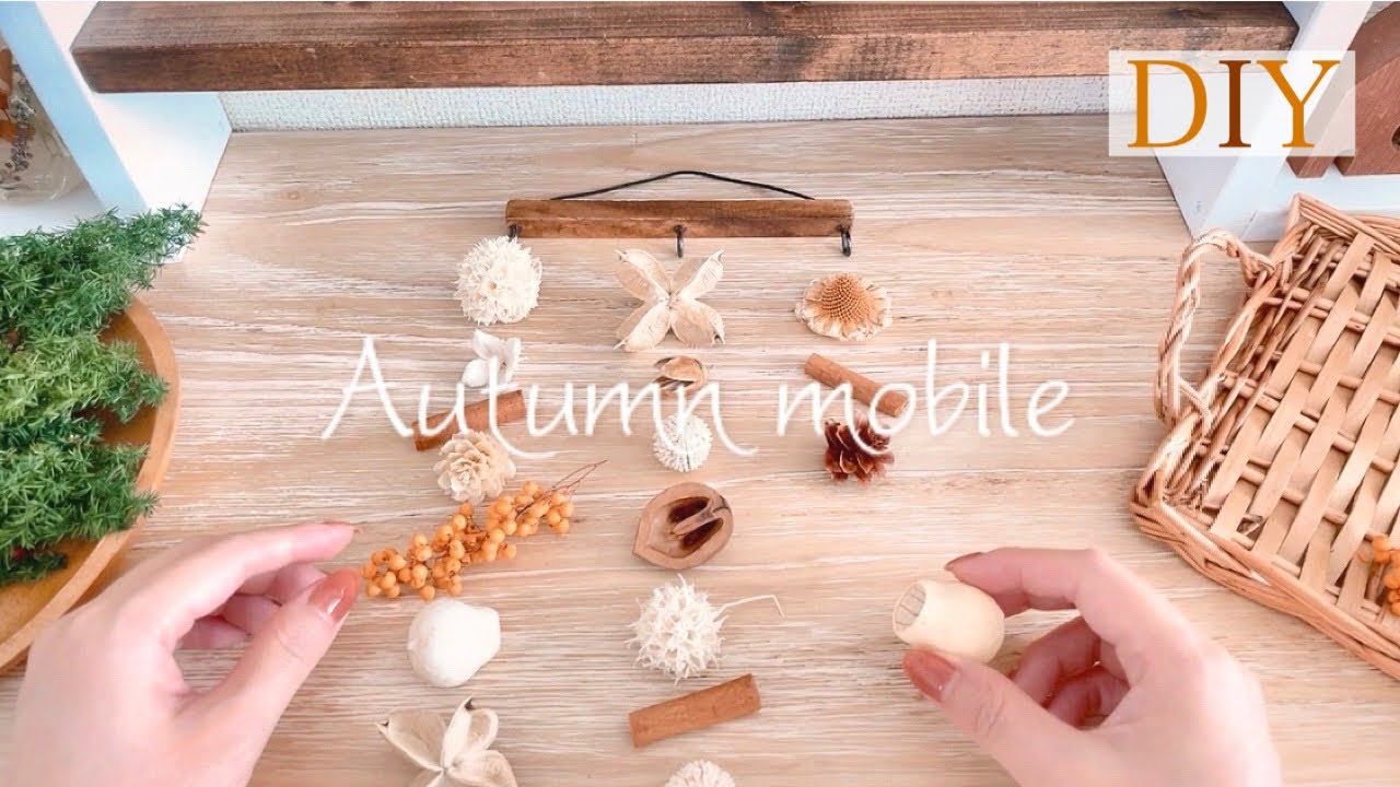 DIY】木の実を使って秋のモービル作り🌰/autumn mobile - YouTube
