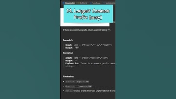 14. Longest Common Prefix (Easy)  #leetcode #programming #coding