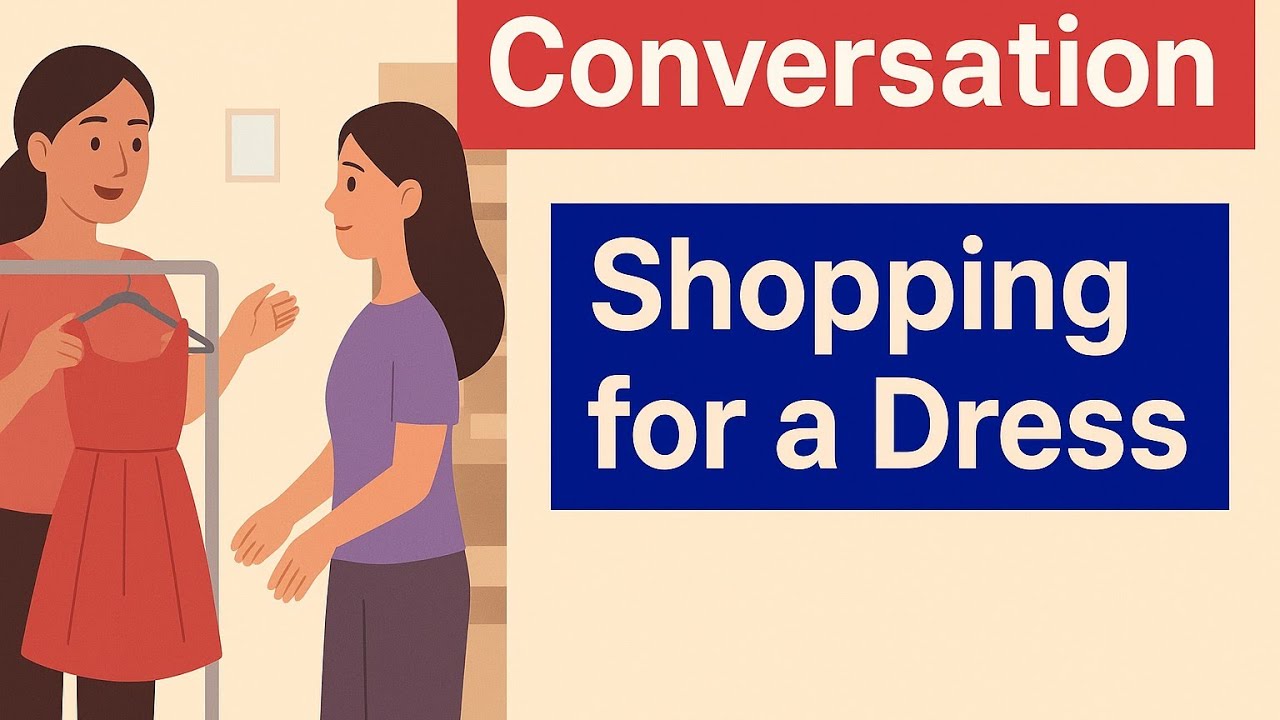🛍️ English Conversation | Shopping for a Dress | Simple Dialogue for English Learners