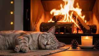 Relaxing Feline Healing Music 432Hz 😺 Warm Fireplace Night For Sleep, Anxiety Relief, And Comfort