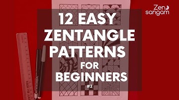 Easy 12 Zentangle Patterns | Step by Step Tutorial for Beginners | ZenDoodle | AntiStress Drawing #2