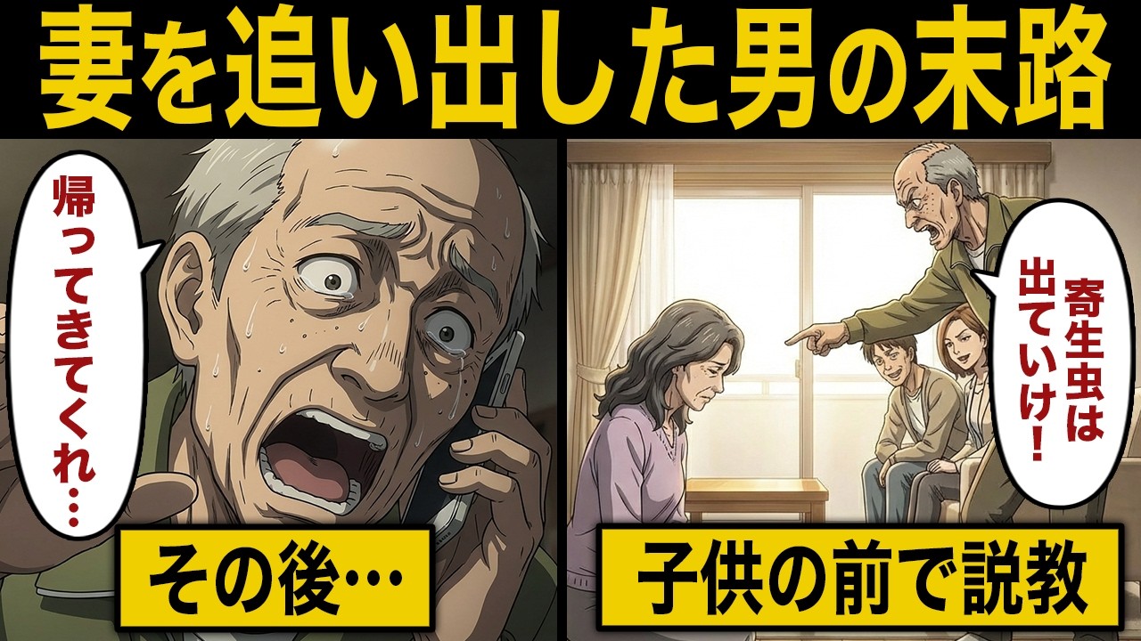 【漫画】60歳のモラハラ男の末路...。「寄生虫はこの家から出ていけ！」→言われた通りに出て行った結果…w w【シニア】【スカッと】【年金】【老後】