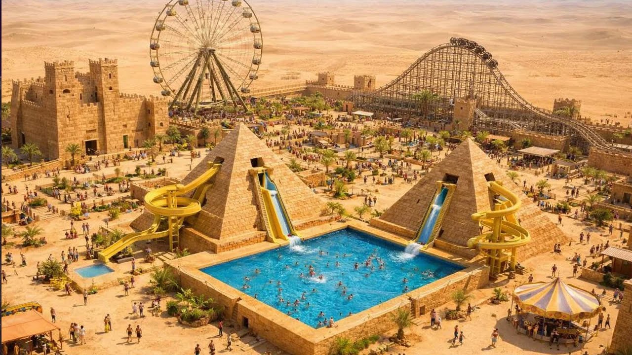 350 Days to Build a Pyramid Water Park and Giant Ferris Wheel Using Primitive Tools