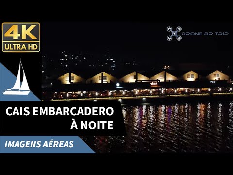 Um Voo pelo Cais Embarcadero à noite em 4k - Orla Guaíba - Porto Alegre Drone DJI Mini2