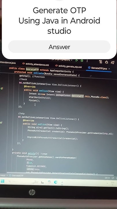Generate OTP Using Android studio in Java | Android app development ...