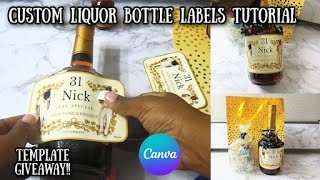 CUSTOMIZE YOUR HENNESSY BOTTLE/ HOW TO MAKE LIQUOR BOTTLE LABELS/ NO CUTTING MACHINE/  SUPER EASY!!