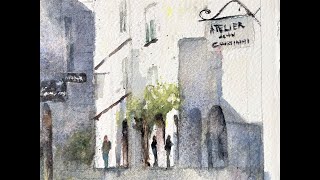 French Watercolor Streetscene using Ala Prima Method  with Chris Petri