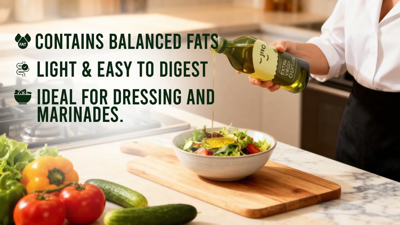 Elevate your dishes with the rich aroma and natural goodness of Jivo Extra Virgin Olive Oil