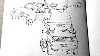 Download Lagu Antique Car Pen Drawing Art MP3