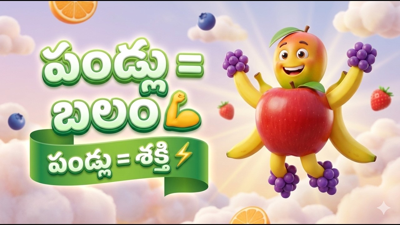 🥭🍇 పిల్లల కోసం తెలుగు ఫ్రూట్స్ సాంగ్ | ఫలాల పాట 🍎 | Eat Fruits Be Healthy | Telugu dhvani