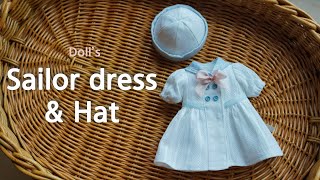 인형옷만들기 마린원피스와 모자 / sewing tutorial : Sailor dress & hat / Paola reina blythe
