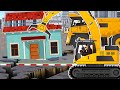 Collapsed House - Excavator Clamps, Dump Trucks Rebuilding Houses | Construction Vehicles