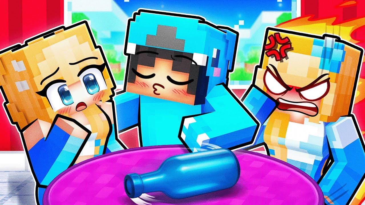 Minecraft but it's SPIN THE BOTTLE With Crazy Fan Girl Sister!