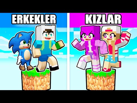 ERKEKLER TEK BLOK VS KIZ HAYRANLARIM TEK BLOK - 😨 Minecraft