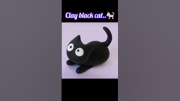 DIY how to make MINIATURE BLACK CAT - Easy Polymer Clay, Fondant Tutorial DIY#diy #shorts