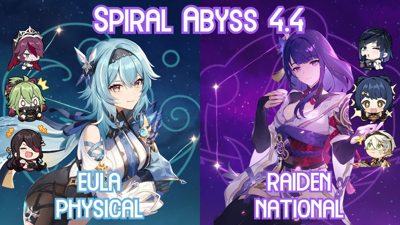 C0 Eula Physical & C0 Raiden National - Spiral Abyss 4.4 Floor 12 Full ...