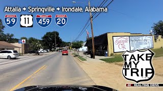 Interstate 59 Drive Through Alabama: Attalla, Springville to Irondale/Birmingham Area in 4K