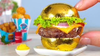 Fancy Miniature 24K Gold Burger Recipe 🍔 Yummy Miniature Beef Burger Recipe | Tiny Cakes