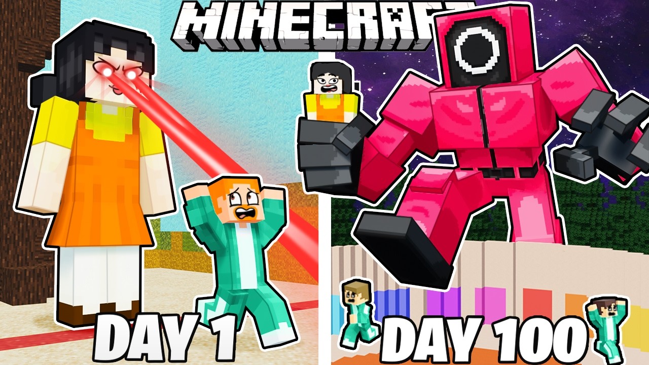I Survived 100 Days in SQUID GAMES in Minecraft!