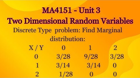 MA4151 | MA4108 Two Dimensional Random Variables - Discrete Type problem Find Marginal Distribution