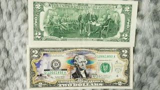 Color 2 dollar bill