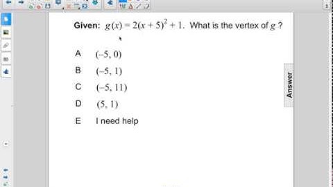 Algebra I Non Linear Functions Graph Quad Vertex Pt 2 Q50