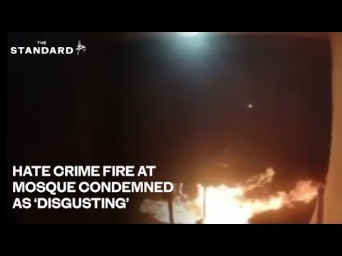 Shocking moment an arsonist sets fire to community mosque in East Sussex