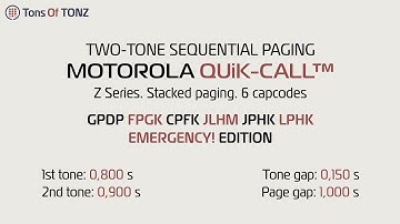Motorola QUiK-CALL. Stacked paging (6 capcodes). Two-tone sequential paging. Emergency! edition