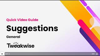 Tweakwise Suggestions - General - Quick Video Guide