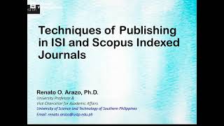 Publishing in ISI and Scopus Indexed Journals