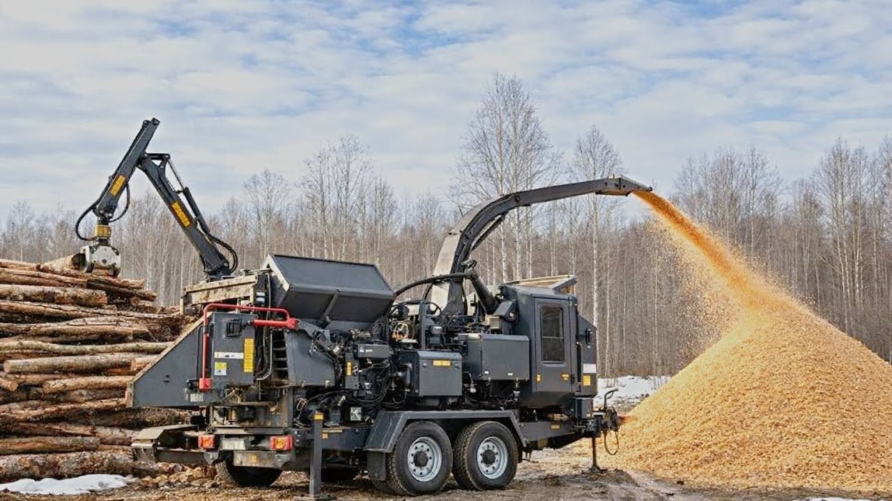 Pog Tree How Industrial Wood Chippers Turn Trees into Reusable Resources - YouTube