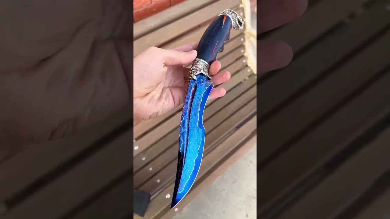 Нож гюрза 🐍Клинок ламинат  центр у8 по бокам дамаск с никелем  Рукоять -микарта  Цена 18.000₽