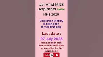 MNS 2025 Correction Window #mns #mns2025 #indianarmy #armynursing #armedforces#shorts @Thestudygear