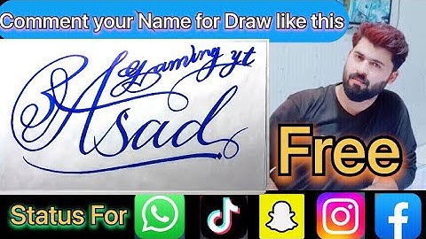 Asad Gaming yt Name Signature Calligraphy Status | How to Cursive write with cut Marker #Asadgaming