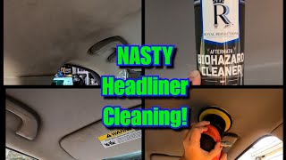 Smoke Stained NASTY Headliner Cleaning Techniques + Royal Reflections Aftermath Biohazard Cleaner!