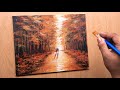 Acrylic Painting of Autumn forest step by step