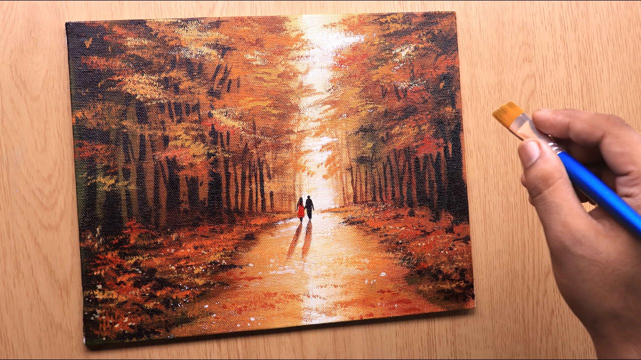 Acrylic Painting of Autumn forest step by step - YouTube