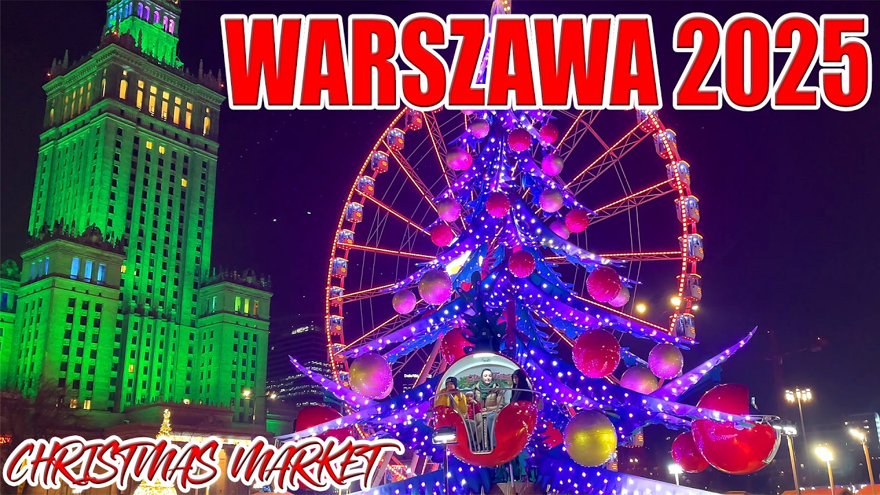 Warszawa Jarmark Bożonarodzeniowy pod Pałacem Kultury na placu Defilad 2025 [4K UltraHD]