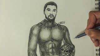 How to Draw Black Panther - Chadwick Boseman | Step by Step