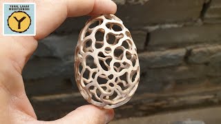 Woodturning Pierced and Hollowed Out Maple Egg