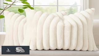 decorUhome Fall Cozy Faux Fur Throw Pillow Covers 20x20 Set of 2