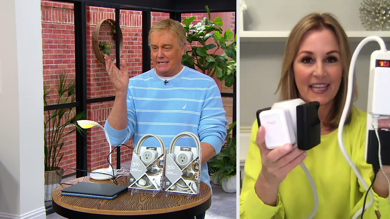 360 Electrical S/2 Habitat 6' Braided Charging Cubes w/ 3 AC & 2 USB on QVC