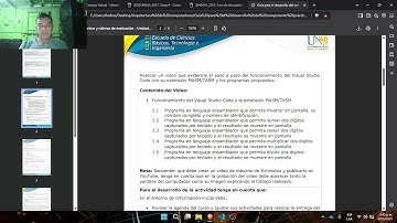 Funcionamiento del Visual Studio Code y la extensión MASM/TASM