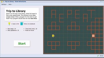 Karel the Robot in NCLab, Version 0.9 - Trip to Library (Yellow Belt 2 - Repeat Loop)