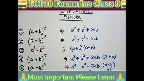 🇮🇳 TOP10 Formulas Mathematics Class 9 Most Important Please Learn #class9 #onlylearn #formulas
