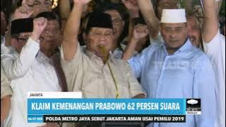Prabowo Klaim Menang Dengan 62 Persen Suara